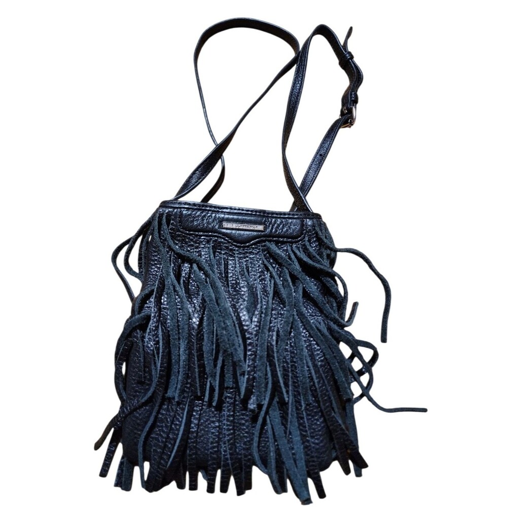 Rebecca Minkoff Finn Fringe Crossbody Purse Black